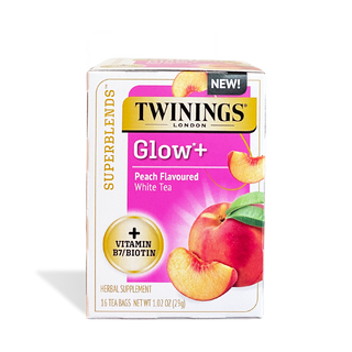 Glow+ Vitamin B7/Biotin Peach Flavored White Tea by Twinings