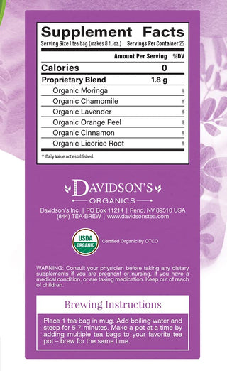 Moringa Chamomile Lavender by Davidson's Organics