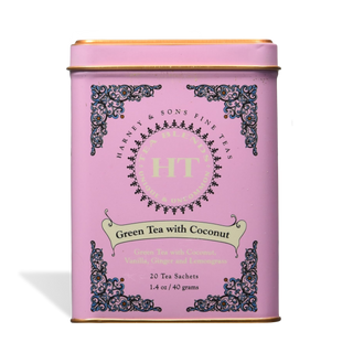 Green Tea with Coconut, HT Tin of 20 Tea Sachets by Harney & Sons Fine Teas