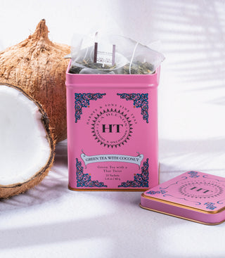 Green Tea with Coconut, HT Tin of 20 Tea Sachets by Harney & Sons Fine Teas
