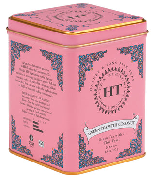 Green Tea with Coconut, HT Tin of 20 Tea Sachets by Harney & Sons Fine Teas